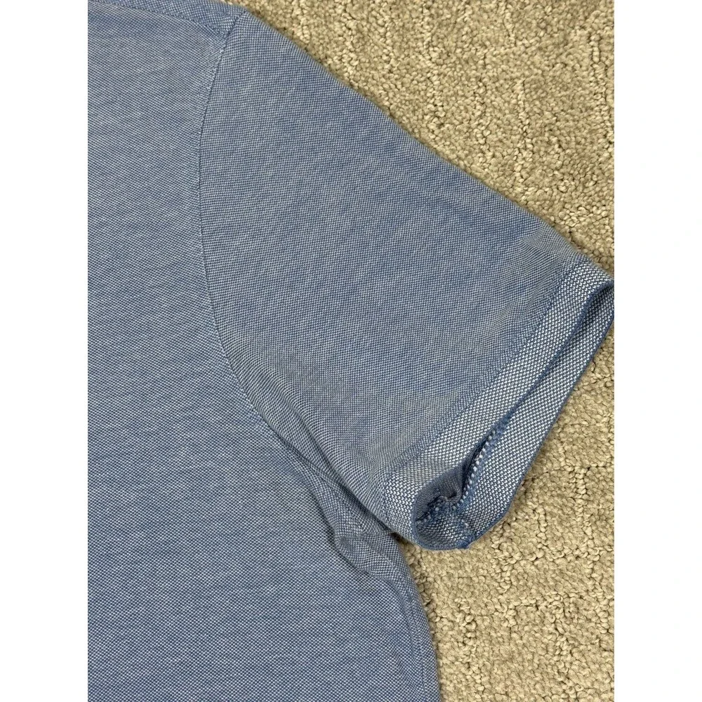 Banana Republic Organic Cotton Pique Polo Shirt Men's Large Blue Short Sleeve